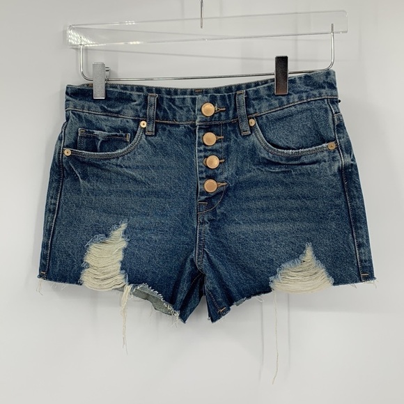 Blank NYC Barrow Vintage high-rise denim jean shorts cut-off distressed new 25 - Picture 1 of 5